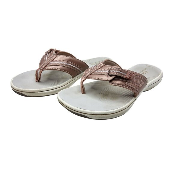 Womens Clarks Cloudsteppers Cushion Soft Thong Adjustable Sandals - Picture 5 of 7